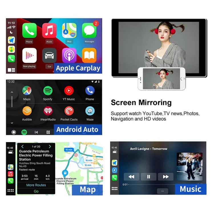 نظام ملاحة سيارة لأندرويد / أبل كار بلاي، وحدة بلوتوث لاسلكية، محول USB ذكي للسيارة، CPC200-Autokit