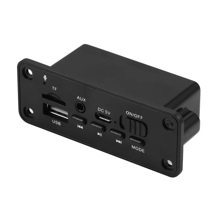 لوحة فك ترميز مشغل MP3 صوتي للسيارة 5 فولت 2x3 واط مع راديو FM ومنفذ TF وUSB ومدخل AUX 3.5 مم، مع وظيفة البلوتوث وتسجيل المكالمات، لوحة فك ترميز مشغل MP3 صوتي