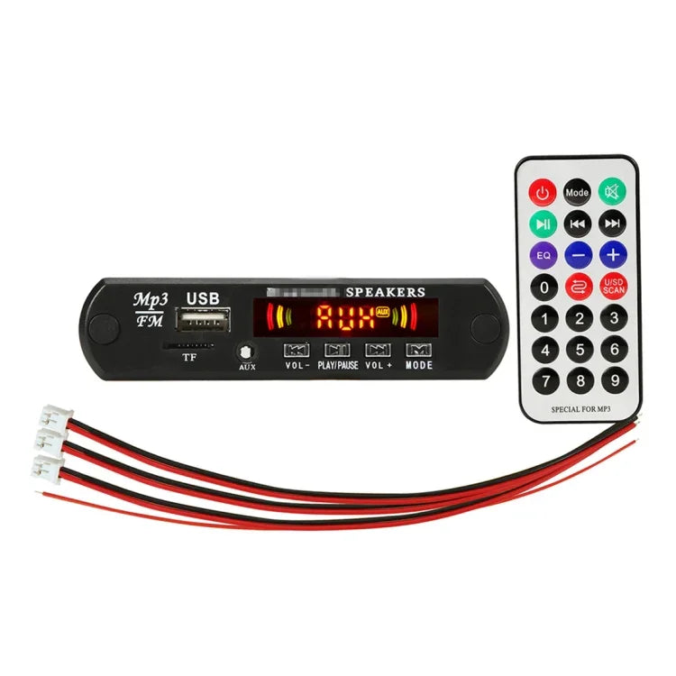 لوحة فك ترميز مشغل MP3 صوتي للسيارة 12 فولت 2x3 واط، راديو FM، بطاقة TF، USB، AUX 3.5 مم، مع بلوتوث / تسجيل المكالمات / مضخم صوت / تحكم عن بعد، 12 فولت