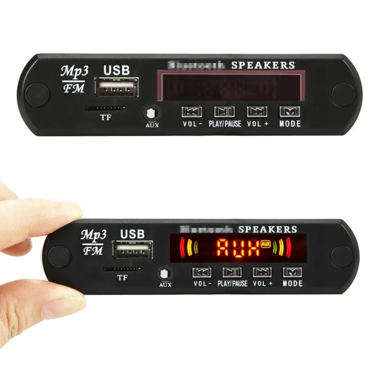 لوحة فك ترميز مشغل MP3 صوتي للسيارة 12 فولت 2x3 واط، راديو FM، بطاقة TF، USB، AUX 3.5 مم، مع بلوتوث / تسجيل المكالمات / مضخم صوت / تحكم عن بعد، 12 فولت
