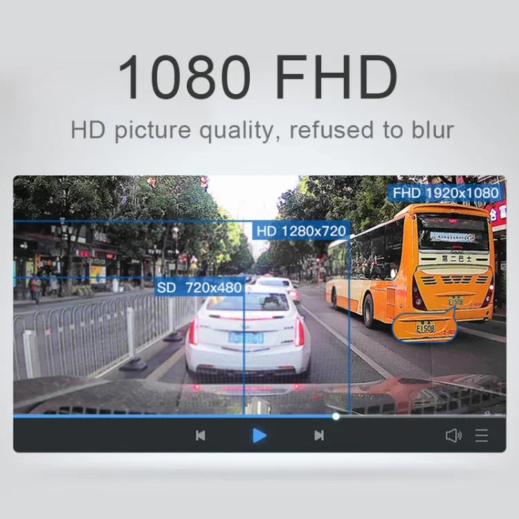 جهاز تسجيل فيديو للسيارة 3 في 1 بشاشة 4 بوصة وزاوية عرض 170 درجة ورؤية ليلية بدقة HD 1080P، يدعم كشف الحركة / مستشعر G، 4 بوصة