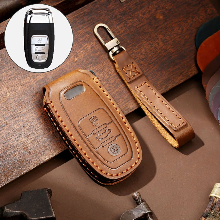Hallmo Car Cowhide Leather Key Protective Cover Key Case for Audi A6L / A8L / A4 / A7 / A5 B Style, For Audi A6L B Style