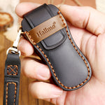 Hallmo Car Cowhide Leather Key Protective Cover Key Case for Porsche Macan 718 2021 A Style, For Porsche Macan A Style