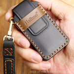 Hallmo Car Cowhide Leather Key Protective Cover Key Case for Mitsubishi Outlander, For Mitsubishi Outlander