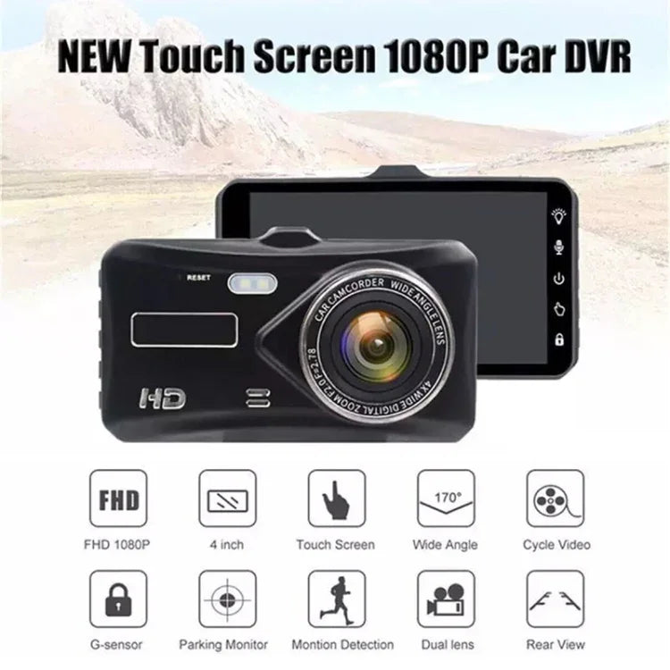 X97 جهاز تسجيل قيادة أمامي وخلفي مزدوج بشاشة 4 بوصة بدقة HD 1080P ورؤية ليلية، يدعم التسجيل المتكرر / مراقبة الركن، X97