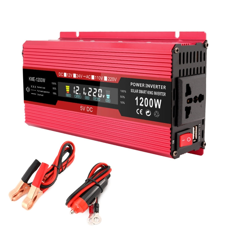 Carmaer Universal 12V to 220V 1200W Car LCD Display Inverter Household Power Converter, Universal 12V to 220V 1200W