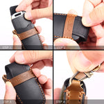 Hallmo Car Cowhide Leather Key Protective Cover Key Case for Hyundai 3-button, For Hyundai 3-button