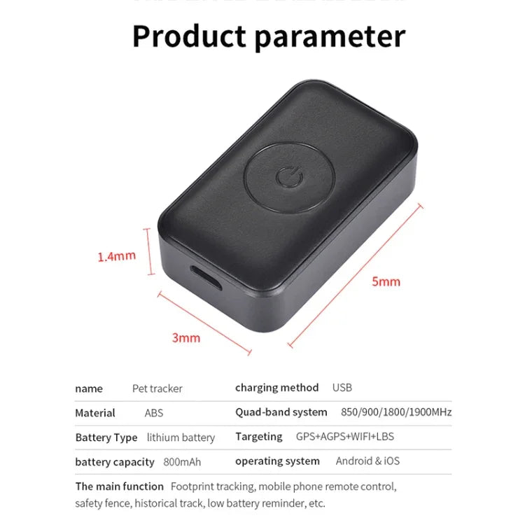 P03 جهاز تعقب GPS مقاوم للماء 2G للحيوانات الأليفة مع GPS+AGPS+WiFi+LBS، P03