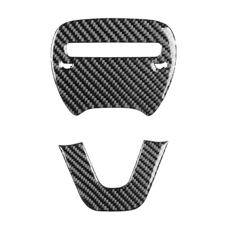 2 PCS / Set Carbon Fiber Car Steering Wheel Logo + Chin Decorative Sticker for Dodge Challenger 2015 to Now, Left Driving, Steering Wheel Logo + Chin