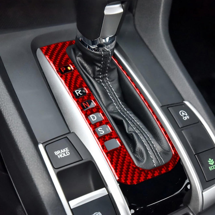 Car Carbon Fiber Gear Button Frame Decorative Sticker for Honda Tenth Generation Civic 2016-2019, Left Drive, Gear Button Left Drive