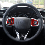 Car Carbon Fiber Steering Wheel Button High Configuration Decorative Sticker for Honda Tenth Generation Civic 2016-2019, Left and Right Drive Universal, Steering Wheel Button High Configuration