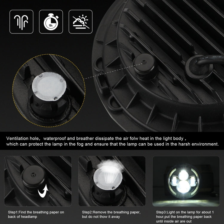 7 inch H4 / H13 DC 9V-30V 3000LM 3000K-6000K 25W Car Round Shape LED Headlight Lamps for Jeep Wrangler, with Angel Eye, For Jeep Wrangler, For Jeep Wrangler (Blue Light)