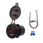 Universal Car Dual Port USB Charger Power Outlet Adapter 4.2A 5V IP66 with LED Digital Voltmeter + 60cm Cable, 4.2A Voltmeter + 60cm Cable(Green Light), 4.2A Voltmeter + 60cm Cable(Red Light)