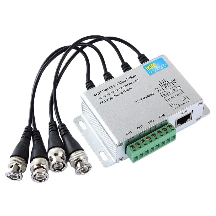 HD204A-F HD-CVI/TVI/AHD CCTV 4 قنوات محول فيديو بالون سلبي UTP، HD204A-F