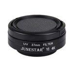 JUNESTAR لكاميرا أكشن رياضية Xiaomi Xiaoyi Yi II 4K الاحترافية مع فلتر UV 37 مم + غطاء حماية للعدسة، فلتر UV + غطاء عدسة