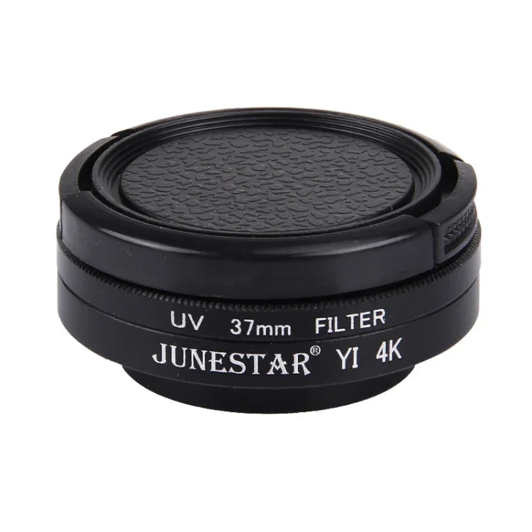 JUNESTAR لكاميرا أكشن رياضية Xiaomi Xiaoyi Yi II 4K الاحترافية مع فلتر UV 37 مم + غطاء حماية للعدسة، فلتر UV + غطاء عدسة