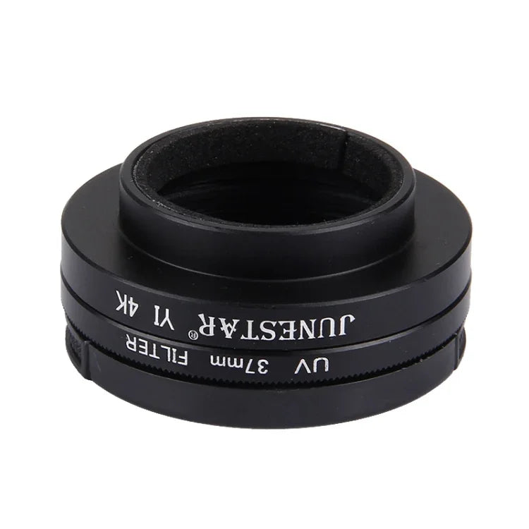 JUNESTAR لكاميرا أكشن رياضية Xiaomi Xiaoyi Yi II 4K الاحترافية مع فلتر UV 37 مم + غطاء حماية للعدسة، فلتر UV + غطاء عدسة