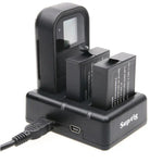 شاحن بطاريتين + شاحن تحكم عن بعد مع كابل USB لكاميرات GoPro HERO7 Black /6 /5 (AHDBT-501)، البطاريات غير مشمولة، شاحن بطارية + تحكم عن بعد