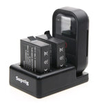 شاحن بطاريتين + شاحن تحكم عن بعد مع كابل USB لكاميرات GoPro HERO7 Black /6 /5 (AHDBT-501)، البطاريات غير مشمولة، شاحن بطارية + تحكم عن بعد