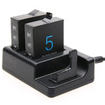 شاحن بطاريتين + شاحن تحكم عن بعد مع كابل USB لكاميرات GoPro HERO7 Black /6 /5 (AHDBT-501)، البطاريات غير مشمولة، شاحن بطارية + تحكم عن بعد