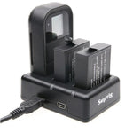 شاحن بطاريتين + شاحن تحكم عن بعد مع كابل USB لكاميرات GoPro HERO7 Black /6 /5 (AHDBT-501)، البطاريات غير مشمولة، شاحن بطارية + تحكم عن بعد