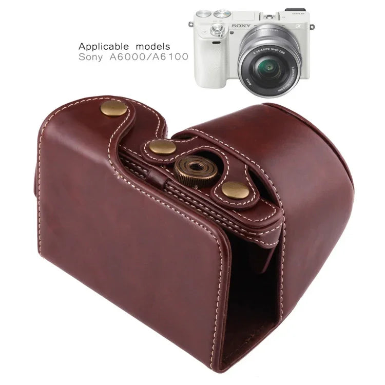 حقيبة جلد PU كاملة للجسم مع حزام لكاميرات Sony A6000 / A6300 / Nex 6، لـ Sony A6000، لـ A6000