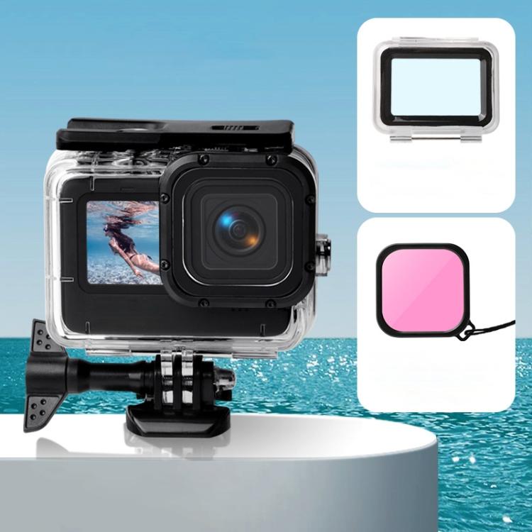 غطاء مقاوم للماء + غطاء خلفي يعمل باللمس + فلتر عدسة ملون لكاميرا GoPro HERO10 Black / HERO9 Black، غطاء + غطاء يعمل باللمس + فلتر أحمر لـ GoPro9، غطاء + غطاء يعمل باللمس + فلتر وردي لـ GoPro9، غطاء + غطاء يعمل باللمس + فلتر بنفسجي لـ GoPro9