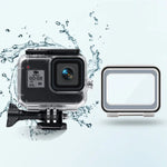 حافظة مقاومة للماء حتى 45 متر + غطاء خلفي يعمل باللمس لكاميرا GoPro HERO8 Black، حافظة + غطاء لمس لـ GoPro8