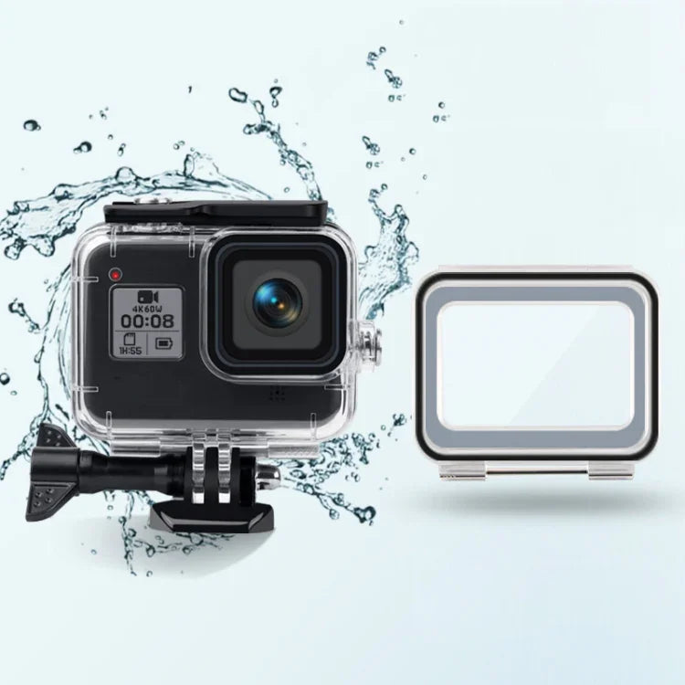 حافظة مقاومة للماء حتى 45 متر + غطاء خلفي يعمل باللمس لكاميرا GoPro HERO8 Black، حافظة + غطاء لمس لـ GoPro8