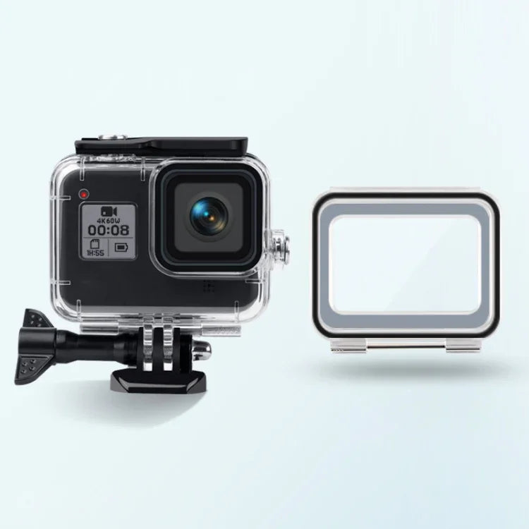 حافظة مقاومة للماء حتى 45 متر + غطاء خلفي يعمل باللمس لكاميرا GoPro HERO8 Black، حافظة + غطاء لمس لـ GoPro8