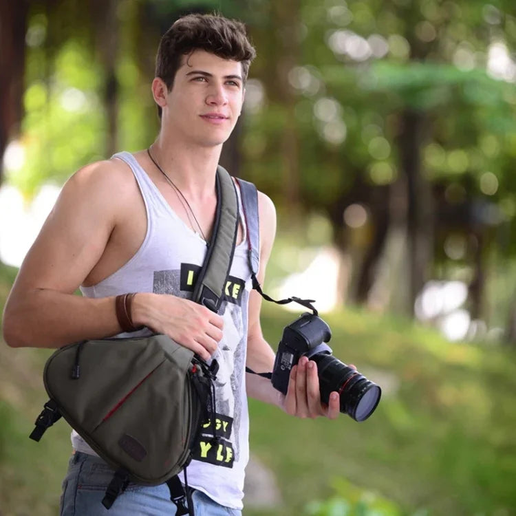 حقيبة كاميرا رقمية على شكل مثلث CADEN Tscope بحزام كتف مع غطاء مطر لكاميرات Canon Nikon Sony K1، الحجم: 36*31*15 سم