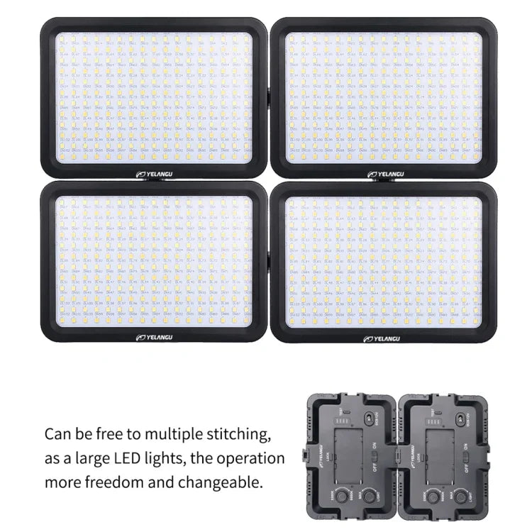 YELANGU YLG0504B ضوء استوديو قابل للتعتيم بدون استقطاب 204 مصباح LED 1000 لومن 3300-5600 كلفن ضوء فيديو وتصوير لكاميرات كانون، نيكون، DSLR، 204 مصباح LED