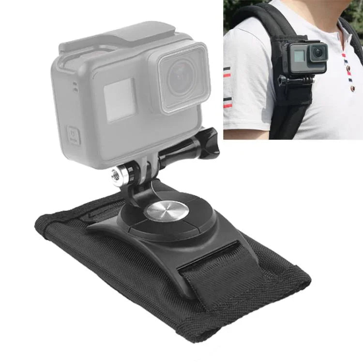 حامل حقيبة ظهر قابل للدوران 360 درجة مع مشبك إطلاق سريع لكاميرات GoPro، Insta360، DJI وغيرها من كاميرات الحركة