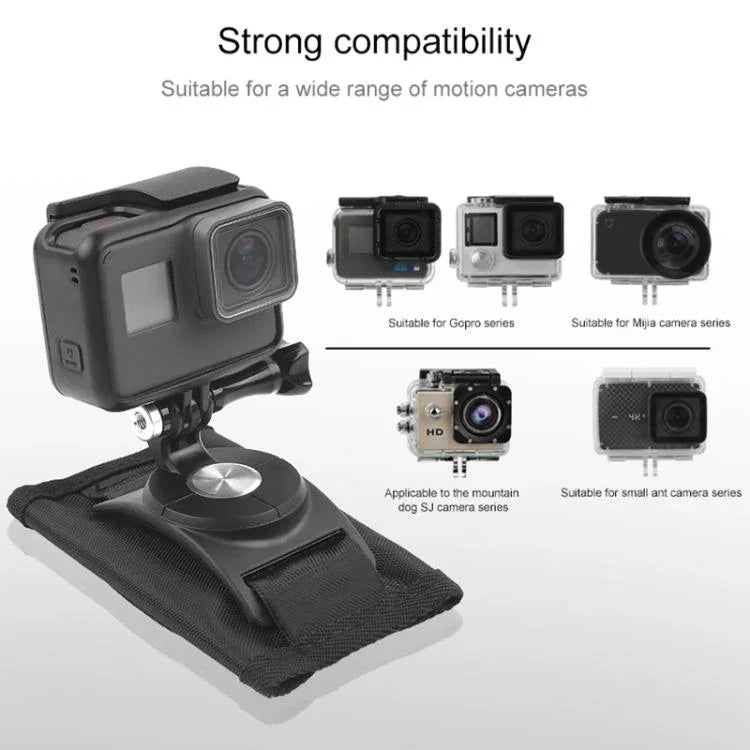 حامل حقيبة ظهر قابل للدوران 360 درجة مع مشبك إطلاق سريع لكاميرات GoPro، Insta360، DJI وغيرها من كاميرات الحركة