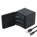 صندوق شحن بطاريات USB ثلاثي RUIGPRO مع كابل USB وضوء مؤشر LED لكاميرا GoPro HERO6 /5