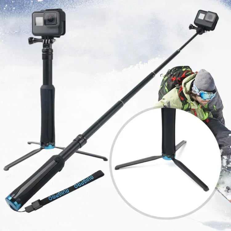 حامل ترايبود محمول قابل للطي وعصا سيلفي أحادية لكاميرات GoPro، Insta360، DJI وغيرها، الطول: 23.5-81 سم، RUIGPRO