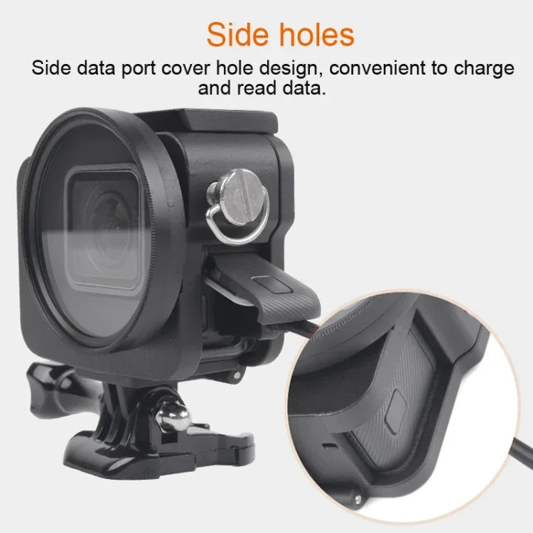 هيكل حماية من سبائك الألمنيوم CNC مع إطار تأمين وعدسة UV بحجم 52 مم لكاميرا GoPro HERO7 Black /6 /5، عدسة UV سوداء 52 مم