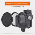 هيكل حماية من سبائك الألمنيوم CNC مع إطار تأمين وعدسة UV بحجم 52 مم لكاميرا GoPro HERO7 Black /6 /5، عدسة UV سوداء 52 مم