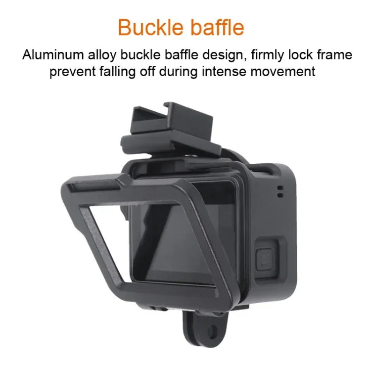 هيكل حماية من سبائك الألمنيوم CNC مع إطار تأمين وعدسة UV بحجم 52 مم لكاميرا GoPro HERO7 Black /6 /5، عدسة UV سوداء 52 مم