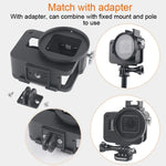 هيكل حماية من سبائك الألمنيوم CNC مع إطار تأمين وعدسة UV بحجم 52 مم لكاميرا GoPro HERO7 Black /6 /5، عدسة UV سوداء 52 مم