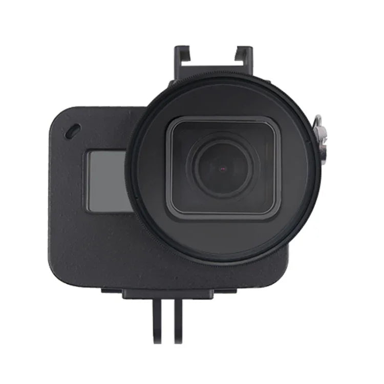هيكل حماية من سبائك الألمنيوم CNC مع إطار تأمين وعدسة UV بحجم 52 مم لكاميرا GoPro HERO7 Black /6 /5، عدسة UV سوداء 52 مم
