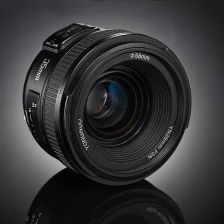عدسة يانغنو YN35MM F2N 1:2 بزاوية واسعة ثابتة/رئيسية مع تركيز تلقائي لكاميرات نيكون DSLR، YN35mm F2N