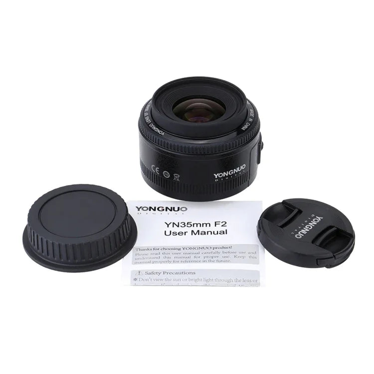 عدسة يانغنو YN35MM F2N 1:2 بزاوية واسعة ثابتة/رئيسية مع تركيز تلقائي لكاميرات نيكون DSLR، YN35mm F2N
