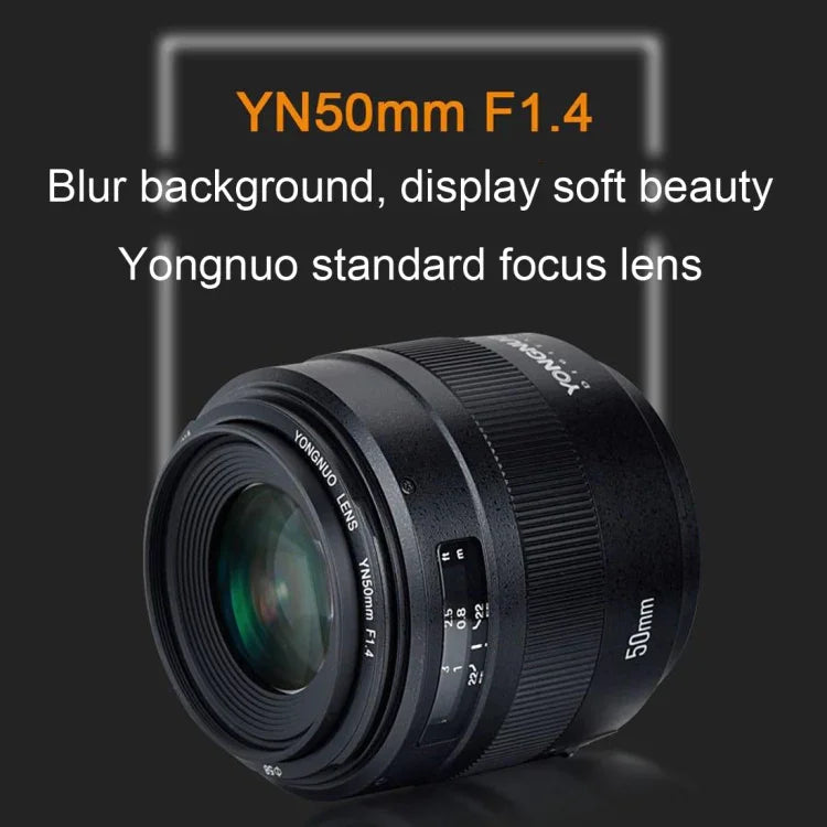 عدسة يانغنو YN50MM F1.4C F1.4 بفتحة كبيرة مع تركيز تلقائي لكاميرات كانون، YN50mm F1.4C