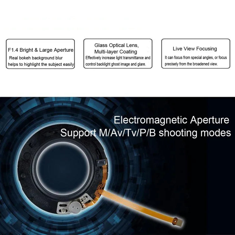 عدسة يانغنو YN50MM F1.4C F1.4 بفتحة كبيرة مع تركيز تلقائي لكاميرات كانون، YN50mm F1.4C