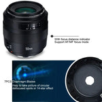 عدسة يانغنو YN50MM F1.4C F1.4 بفتحة كبيرة مع تركيز تلقائي لكاميرات كانون، YN50mm F1.4C