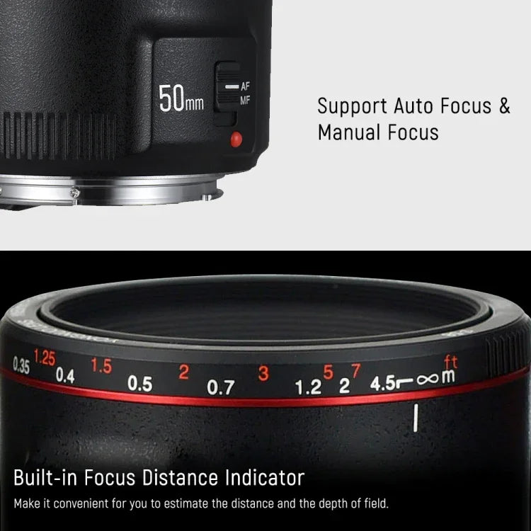 عدسة يانغنو YN50MM F1.8C II F1.8 مع تركيز تلقائي لتركيب كانون EF عدسة جديدة، YN50mm F1.8C II