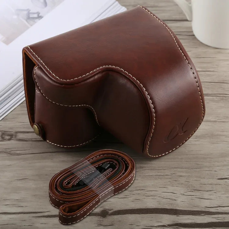 حقيبة كاميرا كاملة من جلد PU مع حزام لسوني A6300، لسوني A6300