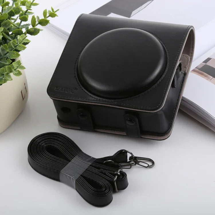 حقيبة كاميرا كاملة من جلد PU مع حزام بأسلوب رجعي لـ FUJIFILM instax SQUARE SQ6، لـ FUJI SQ6