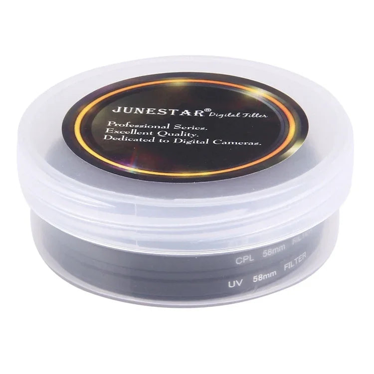 JUNESTAR فلتر عدسة احترافي 3 في 1 بحجم 58 مم (CPL + UV + FLD / بنفسجي) لكاميرات الحركة GoPro و Xiaomi Xiaoyi Yi، 3 في 1